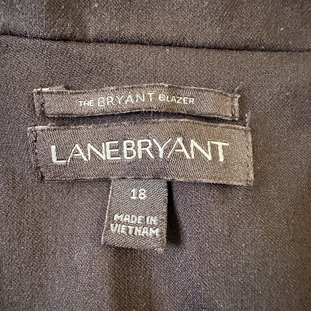Lane Bryant The Bryant Blazer Sz 18 Hook Closure STRETCHY Gold Button Dbl Breast - Picture 6 of 16